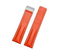 JUANZD Mira la banda compatible con Breitling Superocean Avenger Navitimer Reloj de reloj de reloj de cuero real Accesorios de reloj de reloj Reloj Pulsera Cinturón(Oranje,22mmGold Buckle)