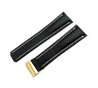 JUANZD Mira la banda compatible con Breitling Superocean Avenger Navitimer Reloj de reloj de reloj de cuero real Accesorios de reloj de reloj Reloj Pulsera Cinturón(Black-Gold Buckle1,20mm)