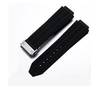 JUANZD Mira la banda compatible con Hublot Big Bang Silicone 24 26 mm a prueba de agua Men relojes Cadena de vigilancia Accesorios de reloj de goma Cadena de pulsera(Black-silver,24mm)