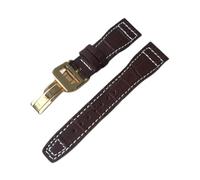 JUANZD Negro marrón de 22 mm con puntadas blancas de la banda de reloj de cuero reemplazar compatible con IWC Big piloto desplegador de piloto brazalete de reloj de reloj(10)