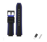 JUANZD Nueva correa de banda for hombres de goma de silicona compatible con brújula de marea electrónica Timex E-Tide T2N720 T2N721 TW2T76300 TW2T76500 T45601 Convexo 16 mm(Black blue black)