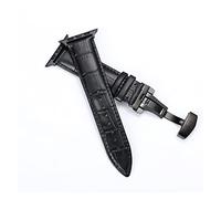 JUANZD Nueva correa de cocodrilo compatible con iWatch Watch 38 mm series de 42 mm Butterfly Butterfly Hebilla Crocodile Correa(Black-Black,38mm-40mm)