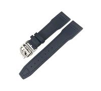JUANZD Nueva correa de reloj de 20mm y 21mm apta for IWC TOP Big Pilot SPITFIRE Mark 18, piel de becerro, nailon, correa de reloj azul for hombres(4,11_ROSE BUCKLE)