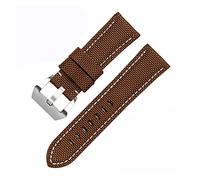 JUANZD Nylon Waterproof Sport Watchband 22 24 26mm Black Brown Strap Compatible With Panera- Diesel Men's Leather Wristband(Brown white A,20mm)