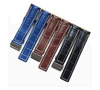 JUANZD Propietaria de banda de cuero azul negro de 24 mm de 24 mm Banda de cuero compatible con Breitling Avenger Navitimer Watch Strap Wutband(Schwarz,22mm)