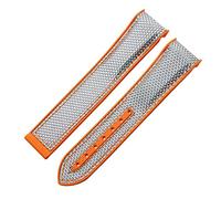 JUANZD Pulsera de 20mm22mmwatch compatible con omega 300 Seamaster 600 Planet Ocean Hebilla plegable Silicona Nylon Strap Watch Accessories Watch Band(Grey orange,22mm)