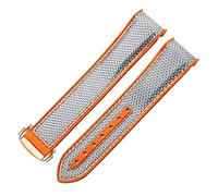 JUANZD Pulsera de 20mm22mmwatch compatible con omega 300 Seamaster 600 Planet Ocean Hebilla plegable Silicona Nylon Strap Watch Accessories Watch Band(Grey orange rosegold,22mm)