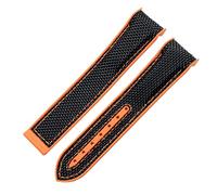 JUANZD Pulsera de 20mm22mmwatch compatible con omega 300 Seamaster 600 Planet Ocean Hebilla plegable Silicona Nylon Strap Watch Accessories Watch Band(Black orange,20mm)