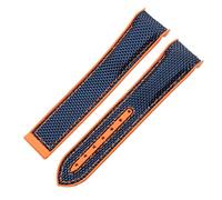 JUANZD Pulsera de 20mm22mmwatch compatible con omega 300 Seamaster 600 Planet Ocean Hebilla plegable Silicona Nylon Strap Watch Accessories Watch Band(Blue orange,20mm)