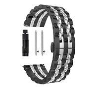 JUANZD Pulsera de acero inoxidable compatible con Galaxy Watch 3 LTE 41 mm 45 mm pulsera compatible con correas Gear Sport/S2 S3 42 mm 46 mm 20 mm 22 mm(Black silver,For S3 Frontier)