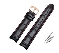 JUANZD Pulsera de cuero Correa de reloj de extremo curvado 20 mm compatible con ciudadano BL9002-37 05A BT0001-12E 01A Banda de vigilancia de 21 mm Band de 22 mm(Black red pin r,20mm)