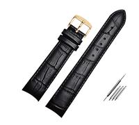 JUANZD Pulsera de cuero Correa de reloj de extremo curvado 20 mm compatible con ciudadano BL9002-37 05A BT0001-12E 01A Banda de vigilancia de 21 mm Band de 22 mm(Black pin gold,20mm)