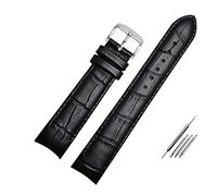 JUANZD Pulsera de cuero Correa de reloj de extremo curvado 20 mm compatible con ciudadano BL9002-37 05A BT0001-12E 01A Banda de vigilancia de 21 mm Band de 22 mm(Black pin silver,21mm)