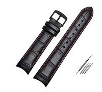 JUANZD Pulsera de cuero Correa de reloj de extremo curvado 20 mm compatible con ciudadano BL9002-37 05A BT0001-12E 01A Banda de vigilancia de 21 mm Band de 22 mm(Black red pin b,20mm)