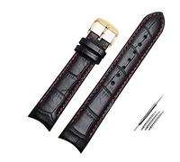 JUANZD Pulsera de cuero Correa de reloj de extremo curvado 20 mm compatible con ciudadano BL9002-37 05A BT0001-12E 01A Banda de vigilancia de 21 mm Band de 22 mm(Black red pin g,20mm)