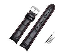 JUANZD Pulsera de cuero Correa de reloj de extremo curvado 20 mm compatible con ciudadano BL9002-37 05A BT0001-12E 01A Banda de vigilancia de 21 mm Band de 22 mm(Black red pin s,20mm)