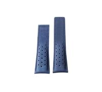 JUANZD Pulsera de cuero de 20mm, 22mm y 24mm Compatible con correa de reloj con etiqueta, accesorios de correa de reloj for hombre, nueva hebilla plegable de acero inoxidable(Blue no buckle,22mm)