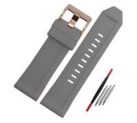 JUANZD Pulsera de goma de silicona correa de reloj 26mm Compatible con Diesel DZ4496 DZ4427 DZ4487 DZ4323 DZ4318 DZ4305 correa de reloj for hombre(Grey rose buckle)