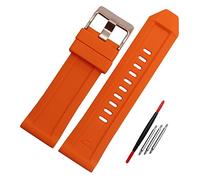 JUANZD Pulsera de goma de silicona correa de reloj 26mm Compatible con Diesel DZ4496 DZ4427 DZ4487 DZ4323 DZ4318 DZ4305 correa de reloj for hombre(Orange rose buckle)