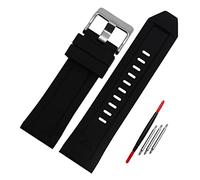 JUANZD Pulsera de goma de silicona correa de reloj 26mm Compatible con Diesel DZ4496 DZ4427 DZ4487 DZ4323 DZ4318 DZ4305 correa de reloj for hombre(Black silver buckle)