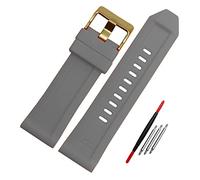 JUANZD Pulsera de goma de silicona correa de reloj 26mm Compatible con Diesel DZ4496 DZ4427 DZ4487 DZ4323 DZ4318 DZ4305 correa de reloj for hombre(Grey gold buckle)