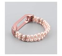 JUANZD Pulsera De Niña Compatible con Mi Band 6 Bandas Pulsera Correa De Pulsera Elástica Compatible con Mi Band 3/4/5 Joyería Pearl Dressy Band Bling(B Pink,Mi Band 6)