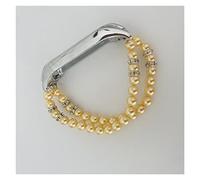 JUANZD Pulsera De Niña Compatible con Mi Band 6 Bandas Pulsera Correa De Pulsera Elástica Compatible con Mi Band 3/4/5 Joyería Pearl Dressy Band Bling(B Gold,Mi Band 6)