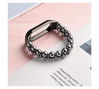 JUANZD Pulsera De Niña Compatible con Mi Band 6 Bandas Pulsera Correa De Pulsera Elástica Compatible con Mi Band 3/4/5 Joyería Pearl Dressy Band Bling(A Dark Gray,Mi Band 3)