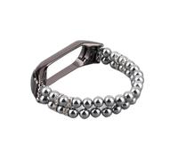 JUANZD Pulsera De Niña Compatible con Mi Band 6 Bandas Pulsera Correa De Pulsera Elástica Compatible con Mi Band 3/4/5 Joyería Pearl Dressy Band Bling(B Dark Gray,Mi Band 5)