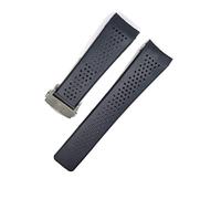 JUANZD Pulsera de reloj compatible con GRAND CARRERA AQUARACER, correa de silicona suave for hombre, accesorios de reloj, cadena de correa de reloj de goma(Black-silver,24mm)