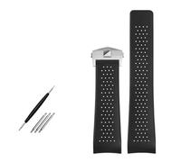 JUANZD Pulsera de reloj de 22 mm for GRAND CARRERA AQUARACER, pulsera de silicona suave for hombre, correa de reloj de goma, cadena de reloj(Black-silver,22mm)