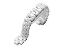 JUANZD Reloj convexo reloj blanco negro blanco compatible con j12 bandas de pulsera 16mm 19 mm correa enlaces sólidos especiales Hebilla plegable(White,16mm)