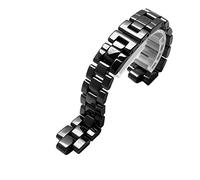 JUANZD Reloj convexo reloj blanco negro blanco compatible con j12 bandas de pulsera 16mm 19 mm correa enlaces sólidos especiales Hebilla plegable(Schwarz,16mm)