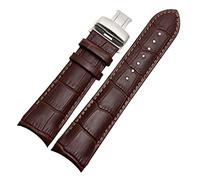 JUANZD Reloj de cuero con extremo curvo 22 mm 23 mm 24 mm compatible con tissot couturier t035 reloj de reloj banda de acero banda de hebilla pulsera muñeca marrón(Withe buckle brown,23mm)
