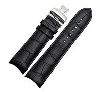 JUANZD Reloj de cuero con extremo curvo 22 mm 23 mm 24 mm compatible con tissot couturier t035 reloj de reloj banda de acero banda de hebilla pulsera muñeca marrón(With buckle black,23mm)