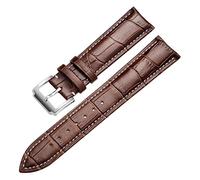 JUANZD Reloj de cuero suave de cuero de becerro Correa 18 mm 20 mm 22 mm 24 mm de reloj de reloj compatible con tisot seiko accesorios pulsera(Silver-Brown-A,20mm)
