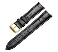 JUANZD Reloj de cuero suave de cuero de becerro Correa 18 mm 20 mm 22 mm 24 mm de reloj de reloj compatible con tisot seiko accesorios pulsera(Gold-Black,16mm)