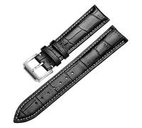 JUANZD Reloj de cuero suave de cuero de becerro Correa 18 mm 20 mm 22 mm 24 mm de reloj de reloj compatible con tisot seiko accesorios pulsera(Silver-Black-A,23mm)