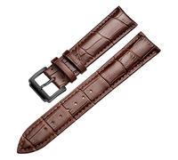 JUANZD Reloj de cuero suave de cuero de becerro Correa 18 mm 20 mm 22 mm 24 mm de reloj de reloj compatible con tisot seiko accesorios pulsera(Black-Brown,22mm)