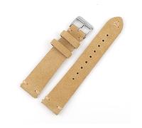 JUANZD Reloj de gamuza de cuero de cuero retro grises de color marrón gris de 20 mm 22 mm costuras de muñeca for la banda de reemplazo de la banda de vigilancia(Beige,19mm)