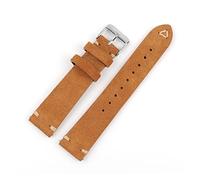 JUANZD Reloj de gamuza de cuero de cuero retro grises de color marrón gris de 20 mm 22 mm costuras de muñeca for la banda de reemplazo de la banda de vigilancia(Tan,20mm)