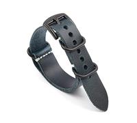 JUANZD Reloj de grano de cuero Correa larga 20 22 24 mm Banda de patrón retro Correa de reloj hecha a mano vintage(Dark blue BK,24mm)