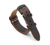 JUANZD Reloj de grano de cuero Correa larga 20 22 24 mm Banda de patrón retro Correa de reloj hecha a mano vintage(Dark coffee BK,24mm)
