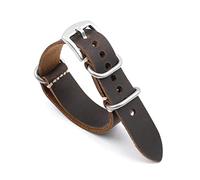 JUANZD Reloj de grano de cuero Correa larga 20 22 24 mm Banda de patrón retro Correa de reloj hecha a mano vintage(Dark coffee SL,22mm)