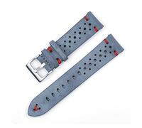 JUANZD Retro Strap Strap Oil Wax Watchstap18 mm de 20 mm 22 mm 24 mm Cow Cowhide Handm Watch Band Pulsera(Grayblue-red wire,22mm)