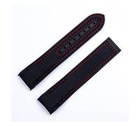 JUANZD Tapa de vigilancia de goma de nylon de 20 mm de 22 mm compatible con correa omega Ocean Planeta Seamaster Cadena de brazalete de la banda de relojes despliegue de cierre de cierre(Blk Red Line,