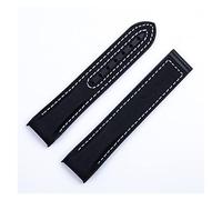 JUANZD Tapa de vigilancia de goma de nylon de 20 mm de 22 mm compatible con correa omega Ocean Planeta Seamaster Cadena de brazalete de la banda de relojes despliegue de cierre de cierre(Black White,2