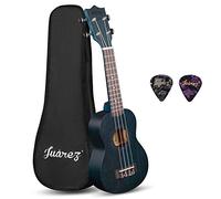 Juarez Kit de ukelele soprano de 53,34 cm, cuerdas AQUILA (cuerdas fabricadas en Italia), cuerpo de sapele, diapasón de palisandro, acabado mate, con bolsa y púas, azul (JRZ21UK/BL)