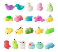 JUAUO 21Pcs Mini Squishy Kawaii Squishys Lindos Juguete Suave de Alivio de Estrés, Juguete Pegajoso de Silicona Animales Fidget Squeeze Toys, Regalos Cumpleaños para Niños, Relleno de Huevos de Pascua