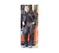 Juba Chaqueta multibolsillos 65% poliéster/35% algodón. Negro con detalles naranjas - SIZE: M